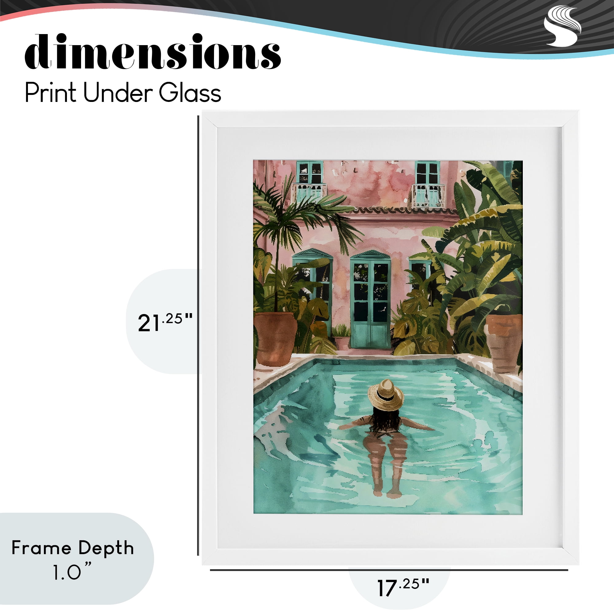 Stupell Industries Girl Swimming In Pool White Framed Print Under Glass, design by The Prints Vibe