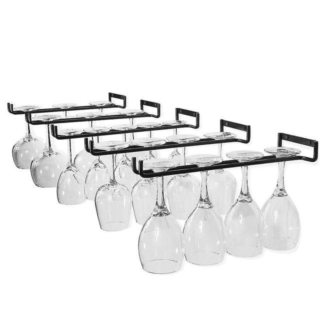 Estante para copas colgante - Estante para copas de vino con 5 rieles para 13-18 copas, 30 cm x 5 cm x 2 cm