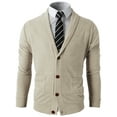 thumbnail image 2 of H2H Mens Casual Comfortable Fit Cardigan Sweater Shawl Collar Soft Fabric with Ribbing Edge IVORY US 3XL/ASIA 4XL (CMOCAL07), 2 of 5