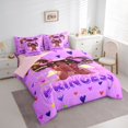thumbnail image 2 of Castle Fairy Black Kawaii Princess Twin Bedding 7-Piece,Angel Bow Art Bedding Comforter Set,Purple,Pink Reversible, 2 of 7