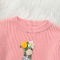 thumbnail image 3 of IBTOM CASTLE Toddler Baby Girls 1st Birthday Outfit Boho Embroidery One Sweater Top Knit Pullover Sweatshirt Fall Winter Clothes 1 Year Pink 1st Flower, 3 of 8
