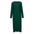 thumbnail image 4 of Dpytoraw Women's Casual Versatile Solid Color Loose Round Neck Long Sleeve Dress Women’s Ruffled Tiered Midi Dress, 4 of 5