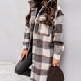 thumbnail image 2 of Womens Fall Clothes Long Sleeve Plaid Print Button Open Front Long Cardigan Outerwear, 2 of 5
