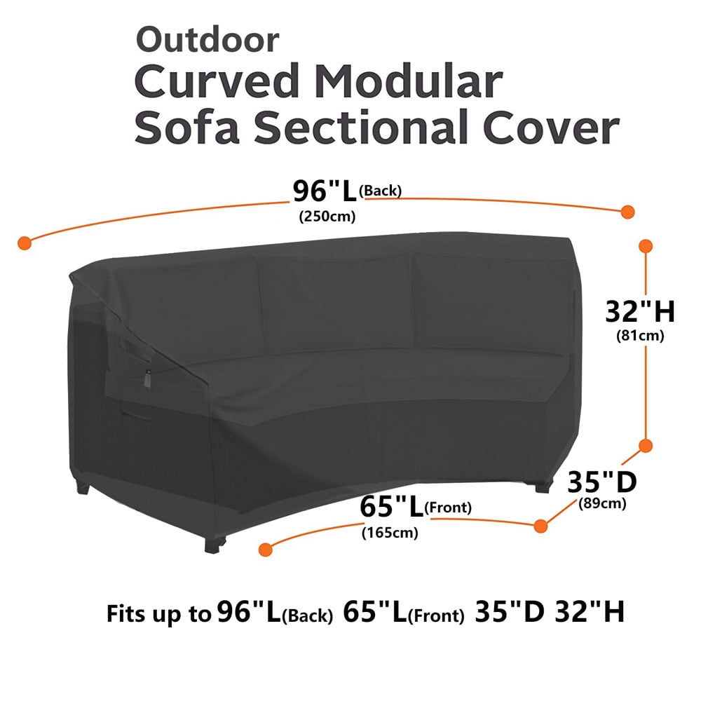 Curved Outdoor Furniture Cover for Patio Sectional Sofa, 96"(65") Reinforced Waterproof 600D Patio Couch Cover