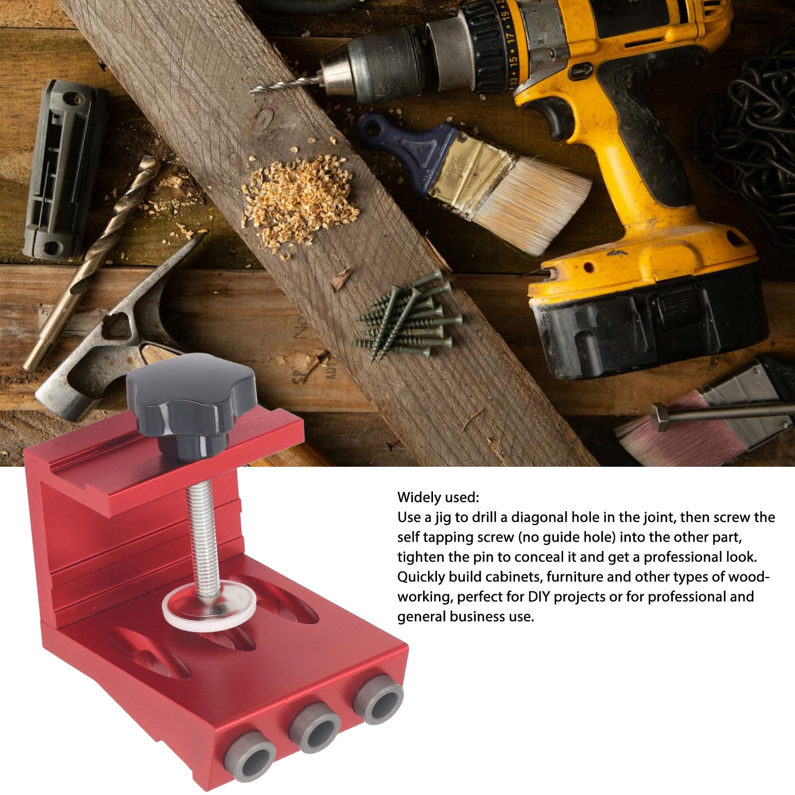 YAHHU Pocket Hole Jig Set Aluminum Alloy Pocket Dowel Hole Jig System For Woodworking DIY Projects Carpenters Drill Guide Angle Tool Portable Wood Joinery Equipment 9.06 inches / 23 cm