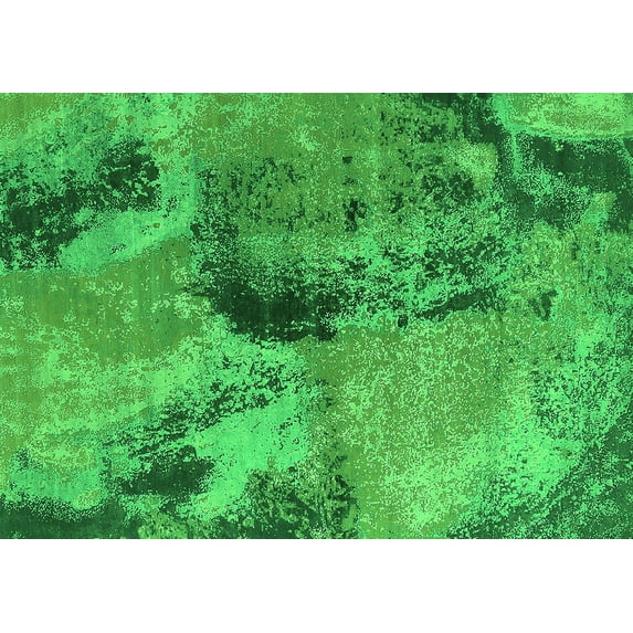 Ahgly Company Indoor Rectangle Oriental Green Industrial Area Rugs, 5' x 7'