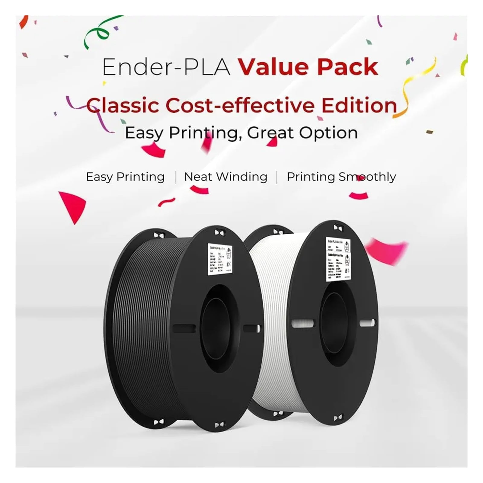 PLA Filament 1.75mm PLA 3D Printer Filament, 2kg Fit Most FDM Printer White And Black Value Pack 2 Spools Pack ,Smooth and Stable