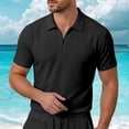 thumbnail image 2 of Bibifish Mens Polo Shirts Short Sleeve Quarter Zip Waffle Knit Casual Shirts Breathable Daily Wear Tops, 2 of 5