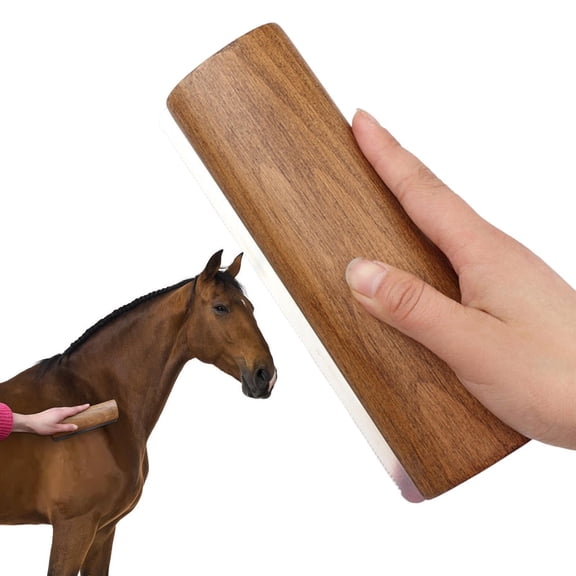 Horses Shedding Wood Tool,Stainless Steel Teeth Horse Brush,Wood Handle Deshedding Grooming Tool