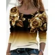 thumbnail image 4 of Camiseta elegante con estampado de flores para mujer, ropa de manga larga, holgada, informal, con cuello redondo, para otoño e invierno, 2023, 4 of 5