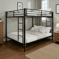 thumbnail image 3 of Tcbosik Queen Over Queen Bunk Bed for Adults, Heavy Duty Metal Bed Frame with Full-Length Guardrail and Built-in Ladder, Easy Assembly, Black, 3 of 10