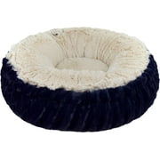 Bessie and Barnie Midnight Blue / Blondie Luxury Shag Ultra Plush Faux Fur Bagelette Pet/Dog Bed (Multiple Sizes)