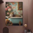 thumbnail image 6 of Leopard in Blue Bathtub Canvas Wall Art, Floral Bathroom Prints Painting for Bathroom Living Room Bedroom Decor, Framed Ready to Hang Ready to hang-30"L x 20"W, 6 of 10