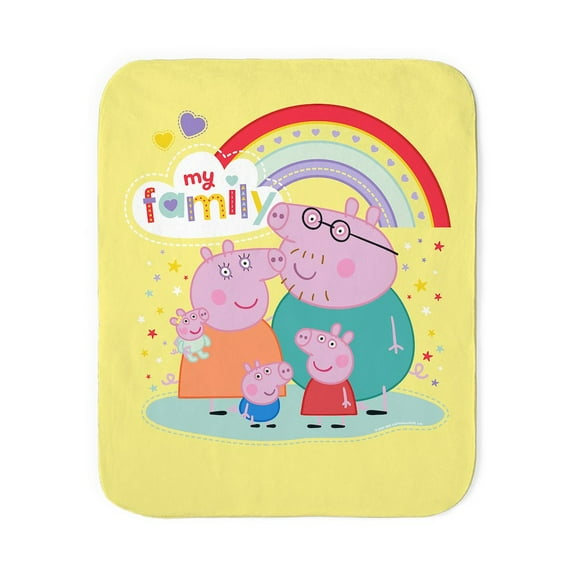 CafePress - Peppa Pig: My Family - Sherpa Fleece Throw Blanket 60" x 50"