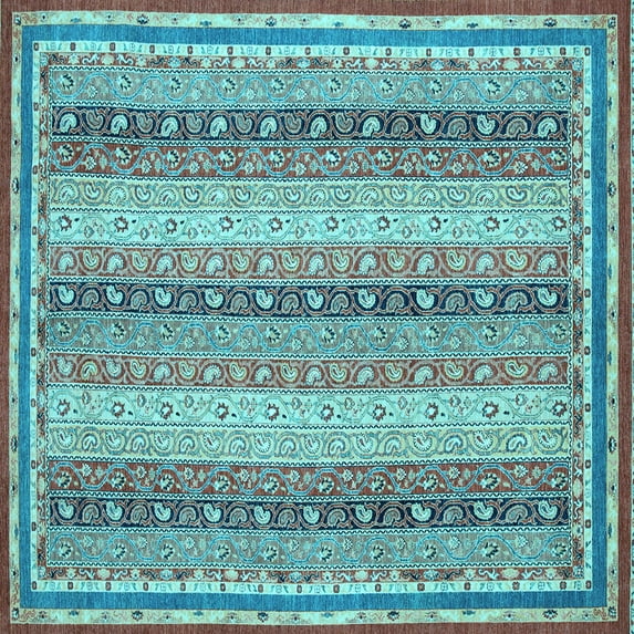 Ahgly Company Indoor Square Oriental Light Blue Modern Area Rugs, 5' Square