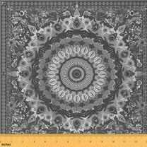 Homewish Swirl Damask Fabric by the Yard 2 Yards for Female, Western Bohemian Sewing Fabric, Tribal Hippie Flower Floral Fabric for Sewing, Luxury Bedroom Decor