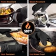 thumbnail image 2 of 8Pcs Oven Mitts and Pot Holders, Silicone Oven Mitts and Hot Pads Sets with Mini Oven Gloves and Dish towels, Oven Gloves Soft Cotton Lining, Waterproof, BPA-Free, Black, 2 of 7
