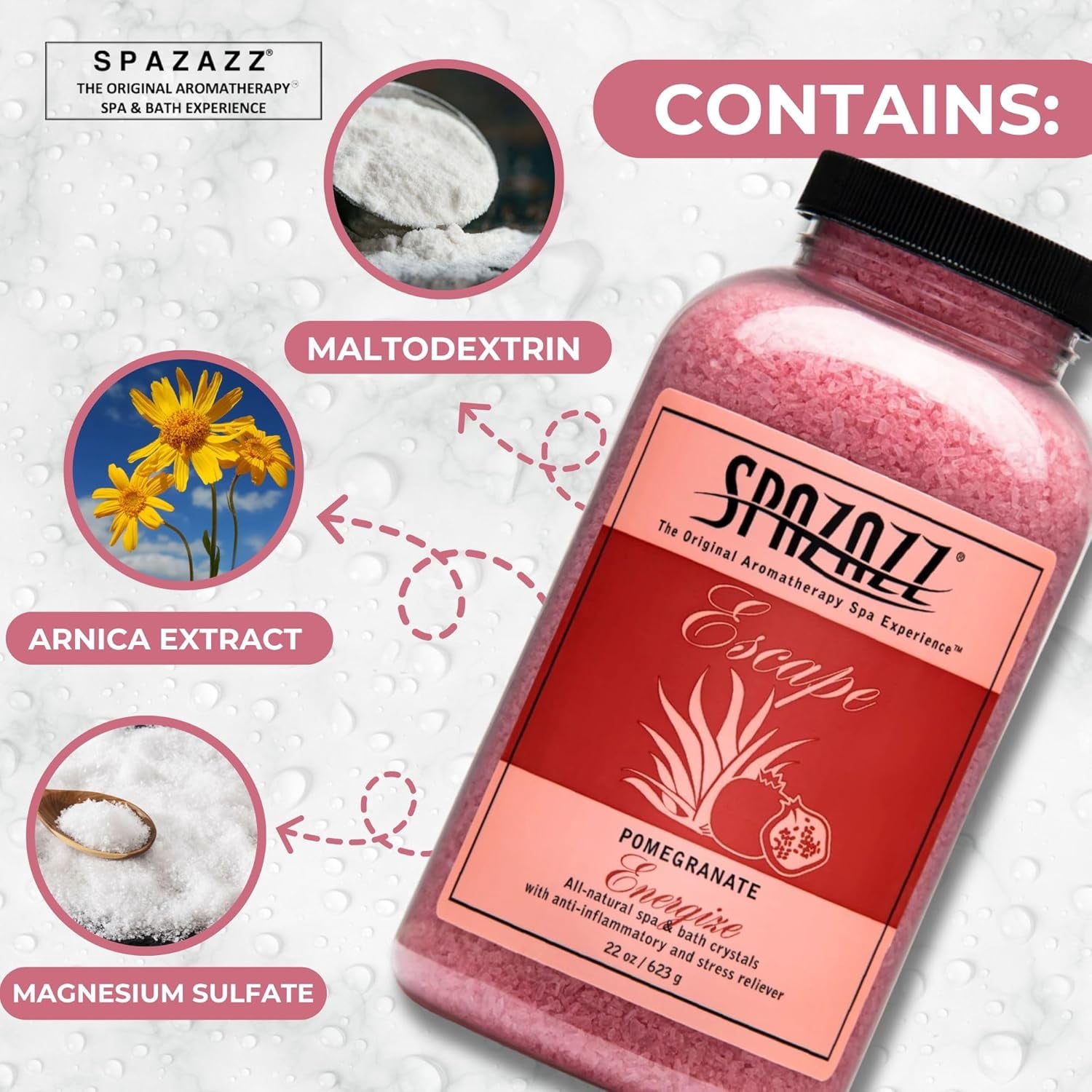 Spazazz Aromatherapy Spa and Bath Crystals - Pomegranate 22oz (2 Pack)
