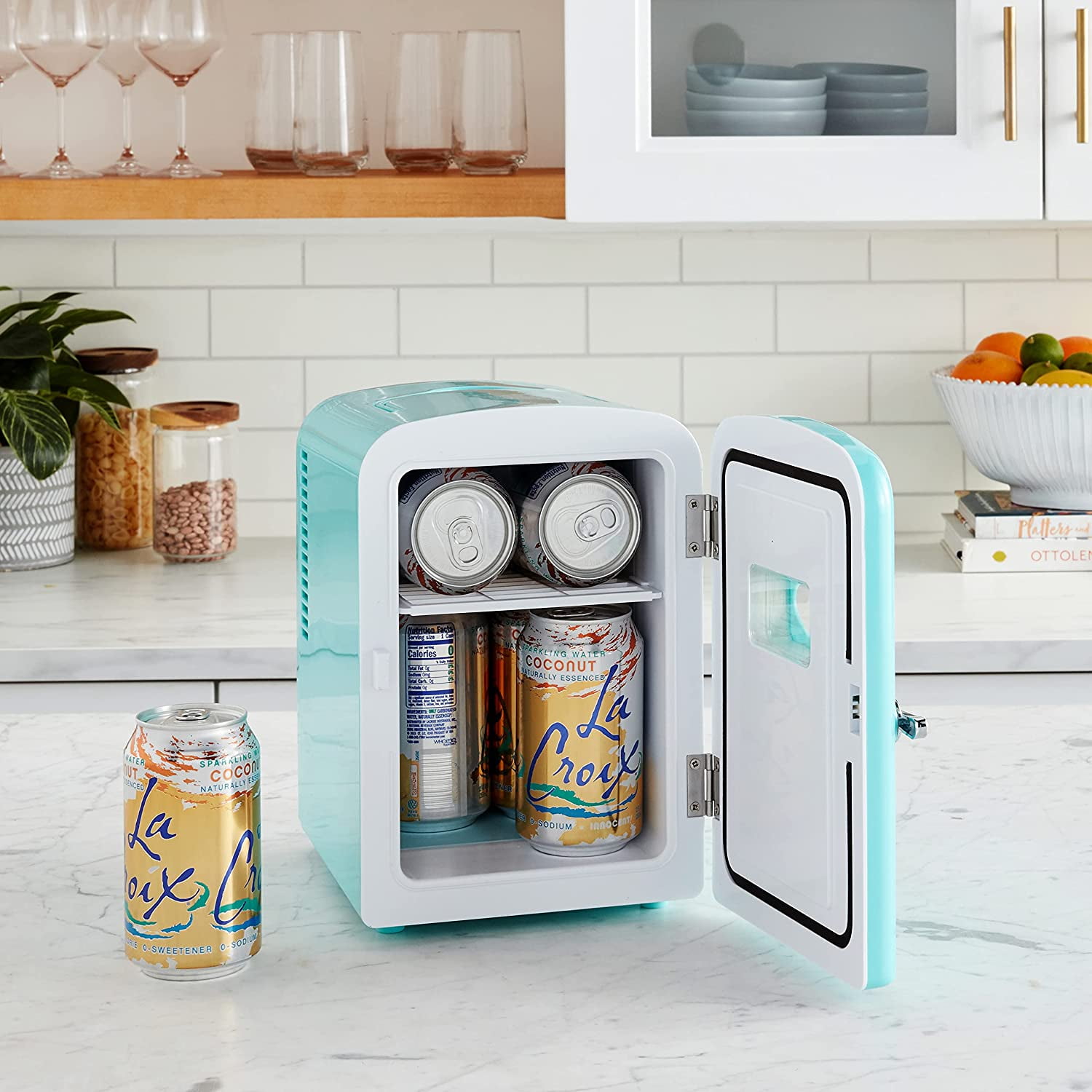 Arctic Chef Portable Mini Retro 6 Can Beverage Refrigerator, Blue