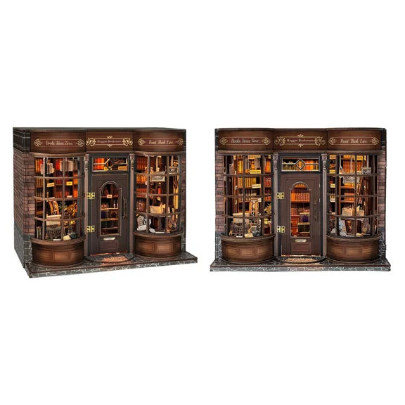 Strucwood DIY Book Nook Kit HOGGOR BookStore Wooden Puzzles with LED,3D Crafts Hobbies,Gifts for Handicraft enthusiast（SQ-77）