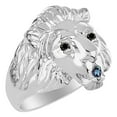thumbnail image 3 of RYLOS Rings Sterling Silver Lion Head Ring Black Diamonds Eyes & Gemstone Mouth Fun Designer Rings Alexandrite Jewelry Size 11, 3 of 6