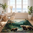 thumbnail image 3 of Design&I 8'x10' Washable Area Rug Extra Large Skid-Resistant Low Profile Cabin Cub Wildlife Woodland Forest Border Bathroom Sunset Medieval for Living Room, Family, 3 of 7
