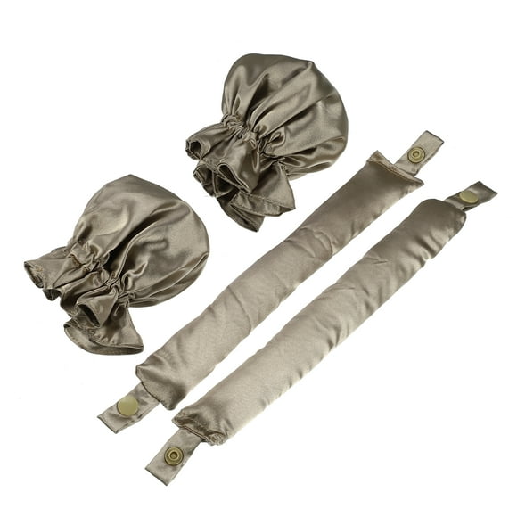 Unique Bargains - Juego de 4 rizadores de pelo sin calor, con varilla rizadora de satén y gorros para todo tipo de cabello, color champán