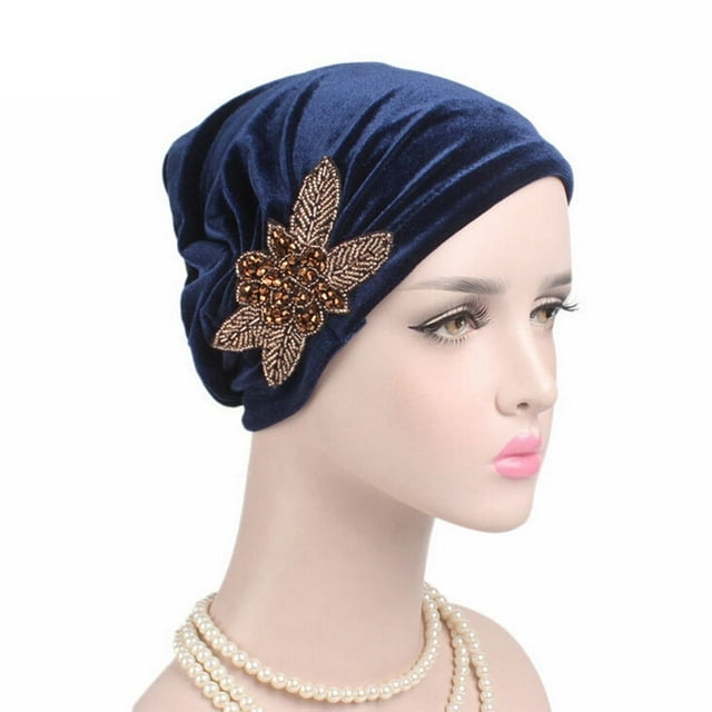 Chapeau de Chimiothérapie en Velours pour Femmes Musulmanes Turban Bonnet