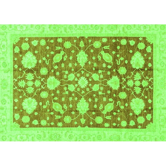 Ahgly Company Indoor Rectangle Oriental Green Traditional Area Rugs, 5' x 7'