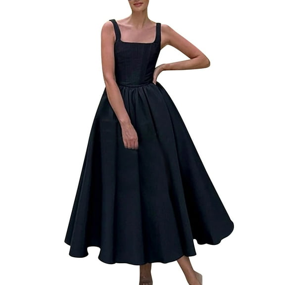 STETMN Women Sundresses Women Summer Casual Flowy Tired Maxi Dress Backless Beach Long Tank Dress