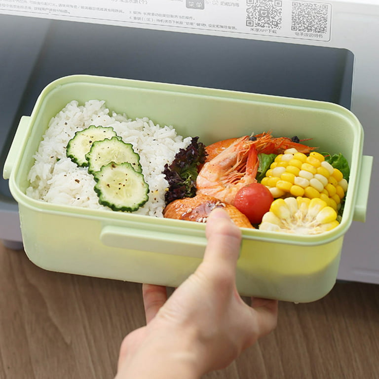 VEAREAR 1.1L Lunch Box Sealed Compartment Large Capacity Microwavable  Leak-proof Food Storage with Spoon Kids School Plastic Bento Container  Office