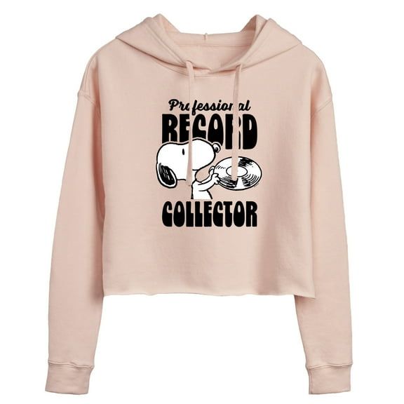Peanuts - Snoopy Record Collector - Juniors Cropped Pullover Hoodie