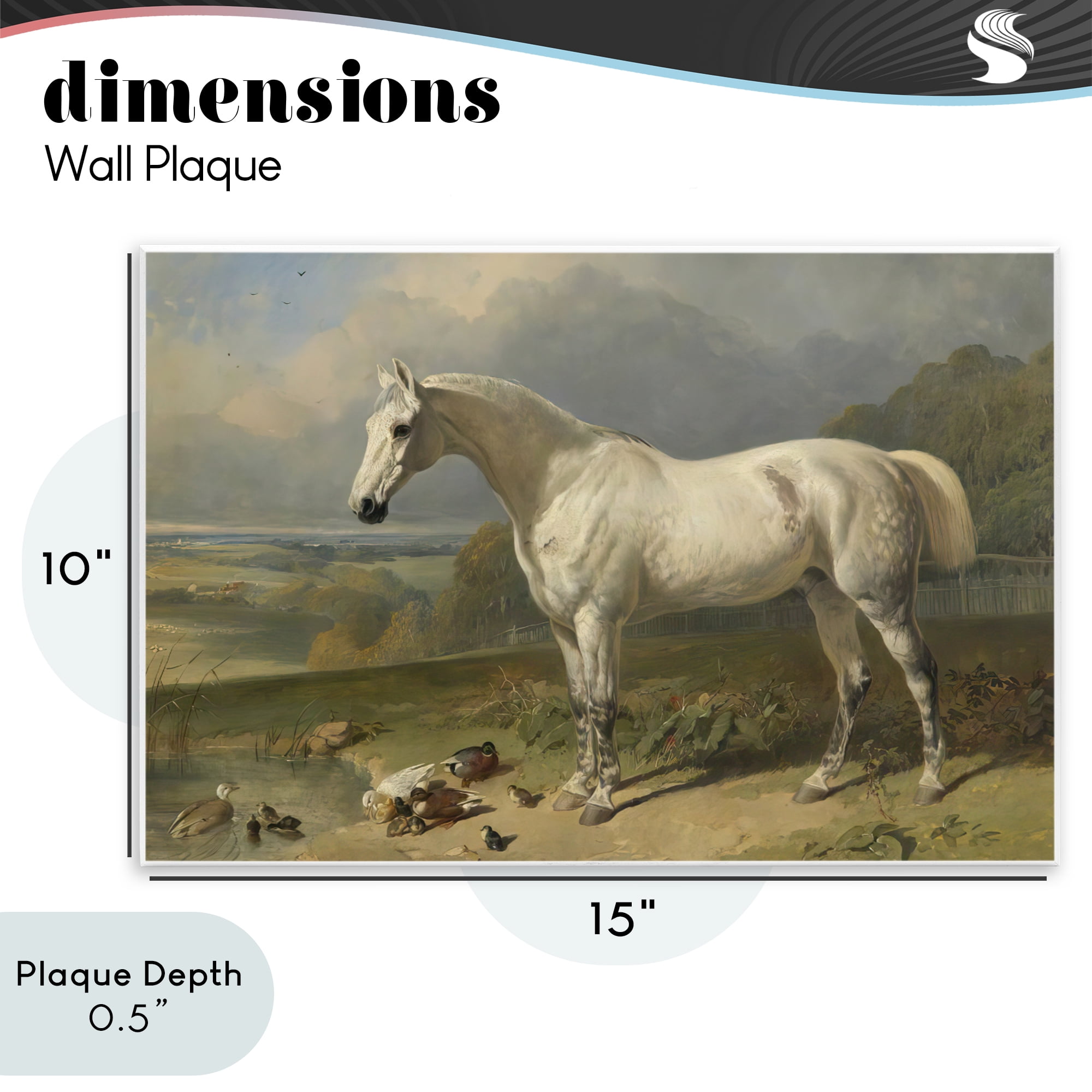 Stupell Industries Grey Horse And Ducks In Landscape Wall Plaque Art, design by Tina LeCour