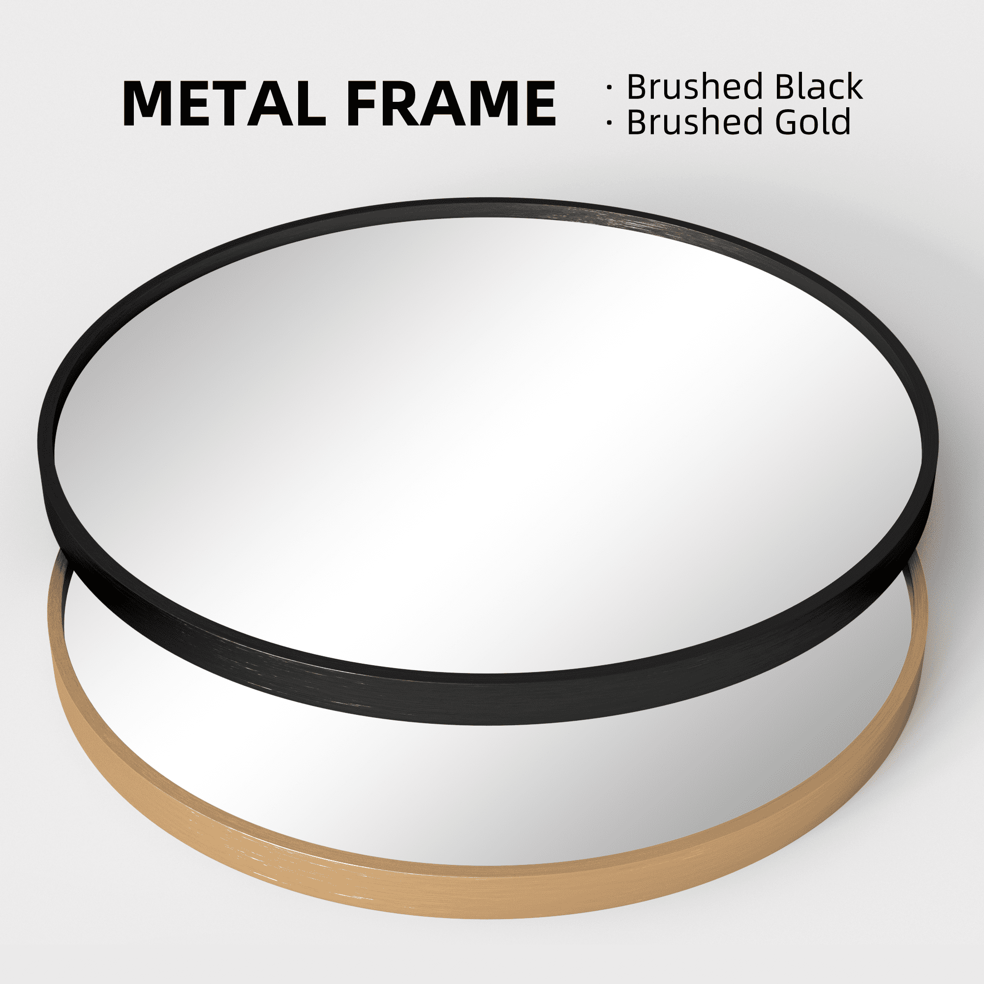 MAYEERTY 28"×28" Gold Aluminum Slim-Frame Round Wall Mirror Luxe Touch for Bedroom or Bathroom