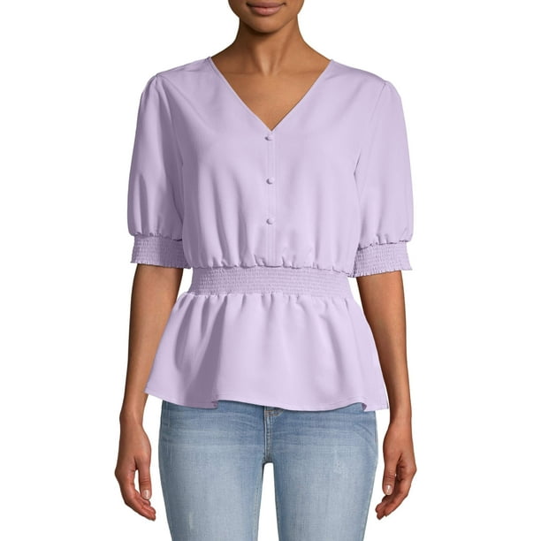 Time and Tru Women's Button Smock Top