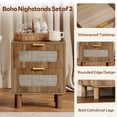 thumbnail image 6 of LAZZO Wooden Nightstands Set of 2 with Rattan Drawers, Bedroom Bedside End Tables, Brown, 6 of 9
