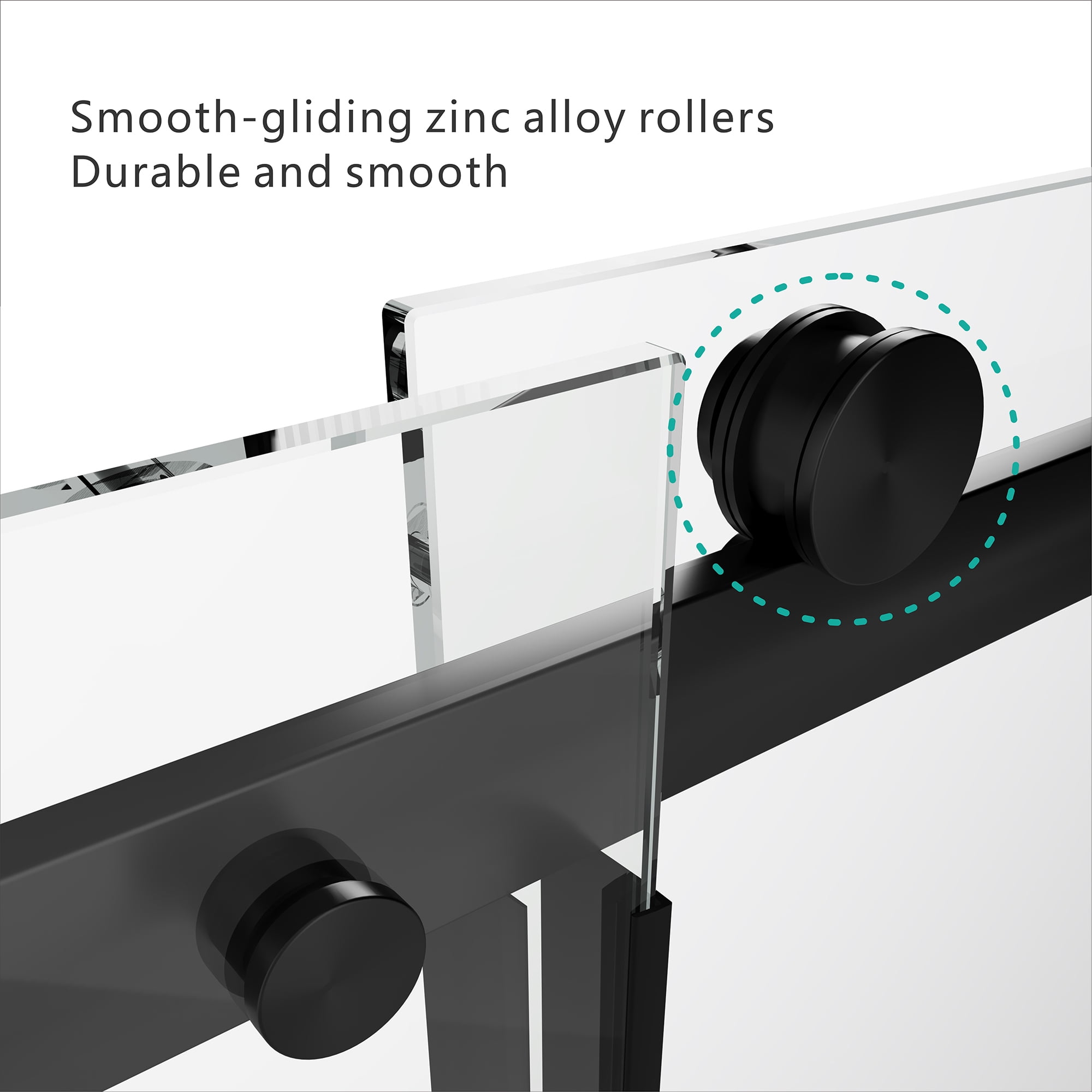 Leumius 56-60"W x 76"H Sliding Shower Door, 8mm Frameless Glass Shower Door with Matte Black Hardware, Towel Bar and Handle,Drop Shipping available