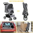 thumbnail image 4 of Wubio Pet Stroller 4 Wheels Dog Cat Stroller for Small Medium Dog Cats Carrier Jogger Travel Foldable Puppy with Storage Basket and Cup Holder (Grey), 4 of 17
