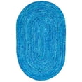 thumbnail image 2 of SAFAVIEH Braided Calvin Transitional Cotton Reversible Area Rug, Turquoise, 5' x 8' Oval, 2 of 11