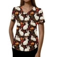 thumbnail image 2 of Scrub Tops Women Design，Womens Scrub Tops - Short Sleeve V-Neck Easter Printed Scrub Top Women Uniform Shirts with Side Pockets，Orange，XXXXL, 2 of 4