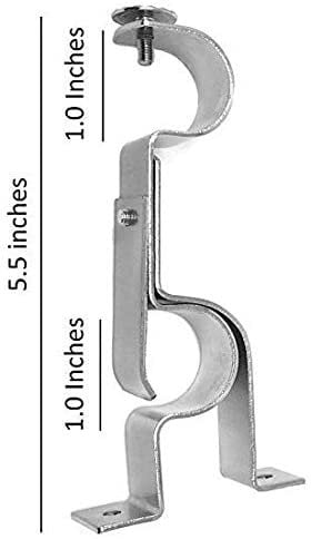 Tejatan Double Curtain Rod Brackets Also Known As - Double Drapery 4 Silver Tejatan Double Curtain Rod Brackets Also Known As - Double Drapery 4 Silver
