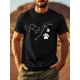 thumbnail image 1 of Camiseta informal de verano para hombre, tejido de punto suave y cómodo, cuello redondo, manga corta con estampado de huellas, corte regular, ligera y transpirable (250 g/m²)., 1 of 7