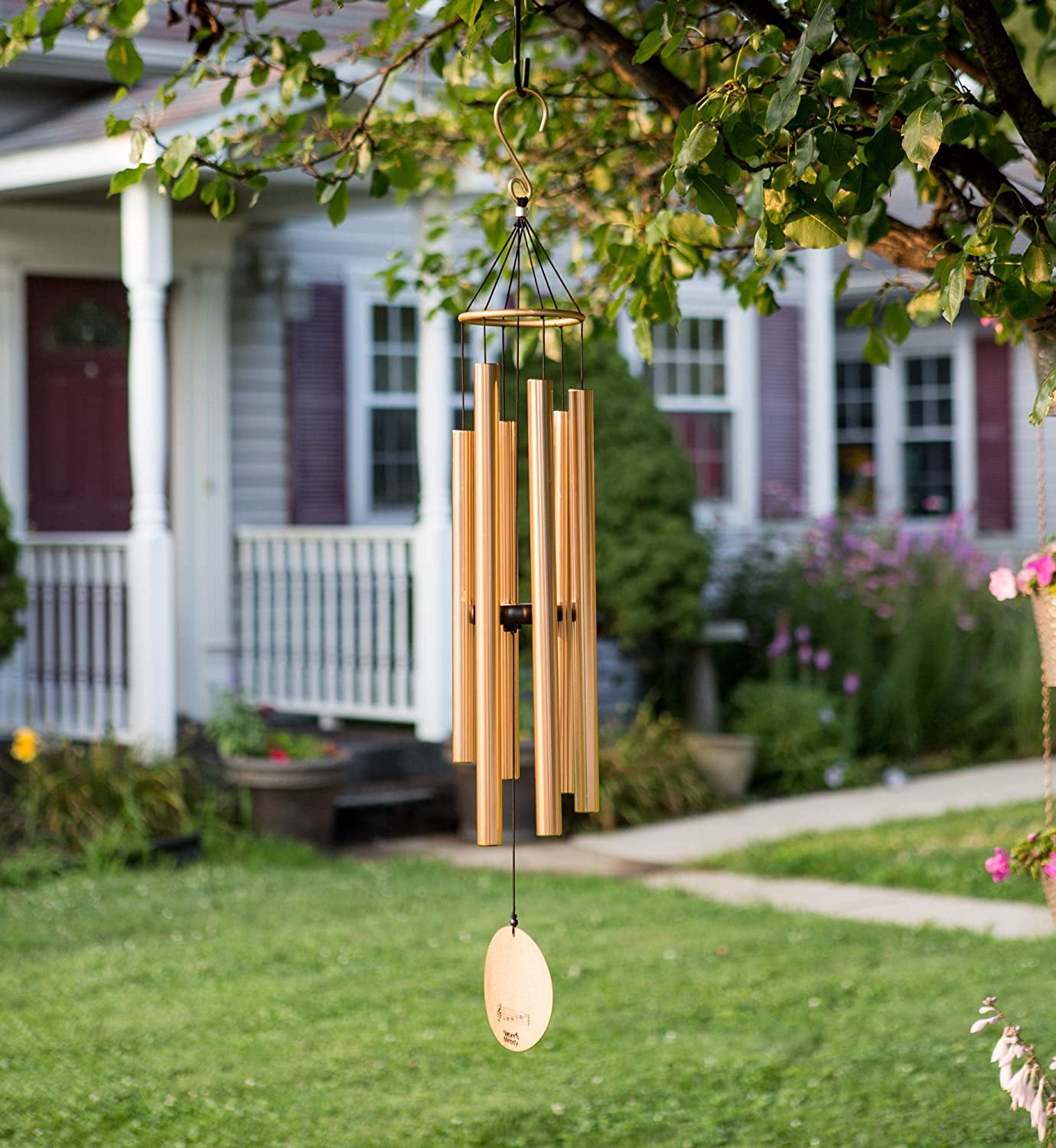 Natures Melody Outdoor Windchime Ornaments, Aluminum Rose Gold, 28"