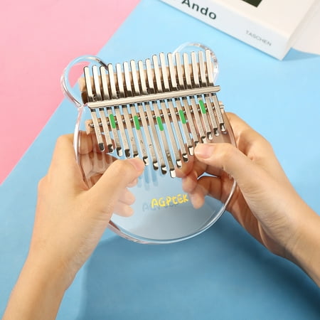 FIXM Kalimba,17 Keys Thumb Piano Transparent Acrylic Material with Carry Bag, Tuning Hammer and Instruction Book, Thumb Piano Musical Instrument Gift for Beginners, Adults and Kids.