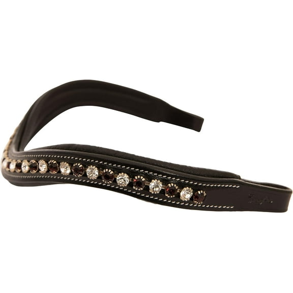 Exion Horse Browband For English Bridle | Curved Shape Padded Equestrian Browband For Show & Dressage | Clear, Burgundy Crystal Browband For Horses