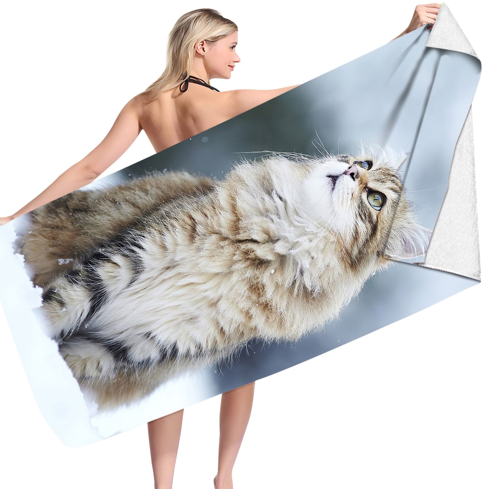 Softerry Big Cats Beach Towel 30x60 Inches - Lion, Tiger, Leopard Print, 100% Cotton, OEKO-TEX Certified