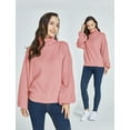 thumbnail image 3 of SSLR Oversized Sweaters for Women Turtleneck Sweater Drop Shoulder Knit Long Lantern Sleeve Pullover Sweater, 3 of 8