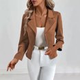 thumbnail image 3 of TKLPEHG Work Blazer for Women 2025 Casual Dressy Open Front Cropped Blazer Jackets Lapel Business Work Office Long Sleeve Cardigan Coats (Brown,M), 3 of 6