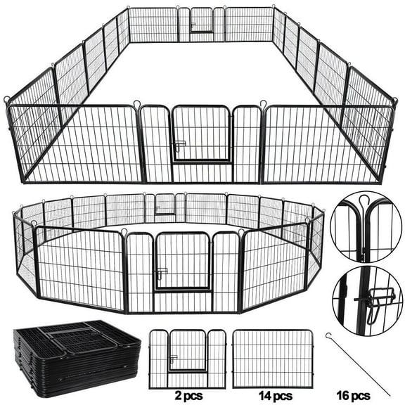 SKTPI 16-Panel Heavy-Duty Dog Playpen – Adjustable Pet Exercise Pen, Puppy Kennel Fence for Indoor & Outdoor Use – Portable Metal Wire Play Yard for Dogs, Puppies, and Small Animals