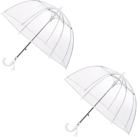 MGH Kids Clear Bubble Umbrella 2 Pack - Dome Windproof Rain Umbrellas for Boys and Girls